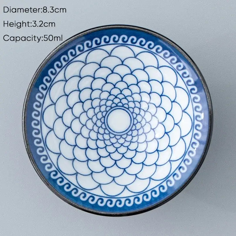Japanese blue & white ceramic kung fu tea cup set dining room porcelain