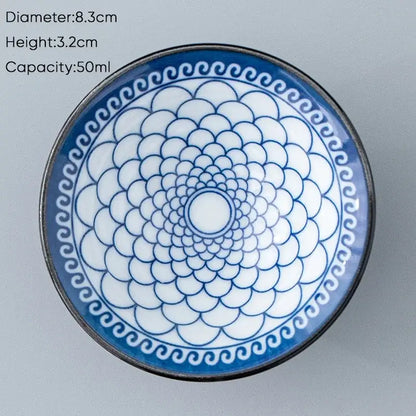 Japanese blue & white ceramic kung fu tea cup set dining room porcelain