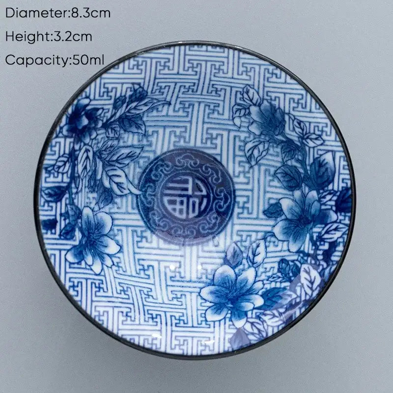 Japanese blue & white ceramic kung fu tea cup set dining room porcelain