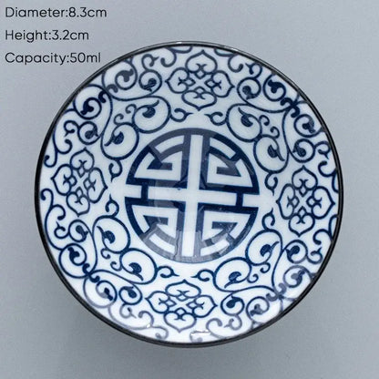 Japanese blue & white ceramic kung fu tea cup set dining room porcelain