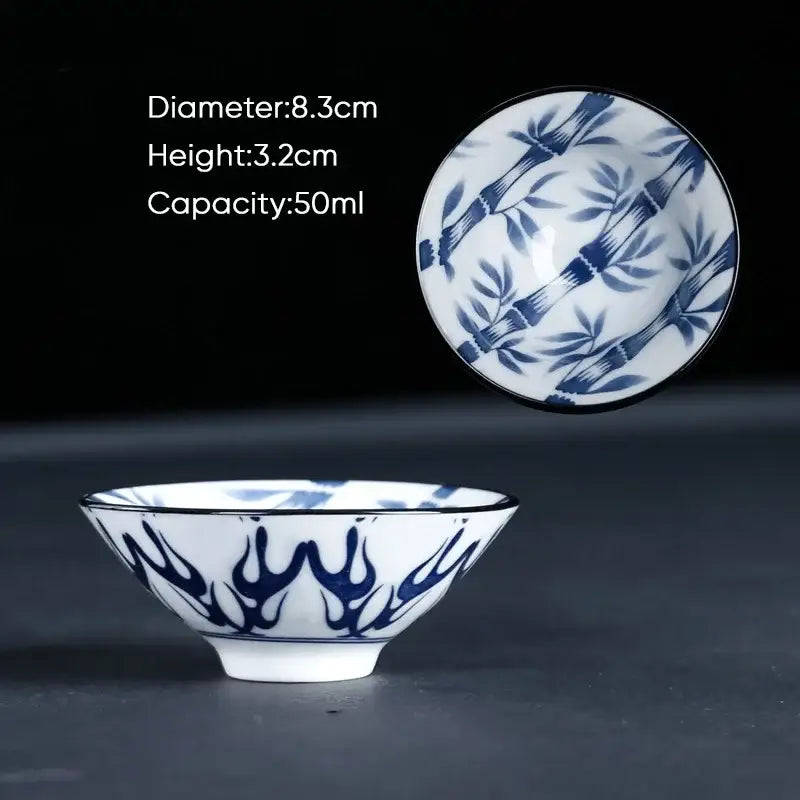 Japanese blue & white ceramic kung fu tea cup set dining room porcelain