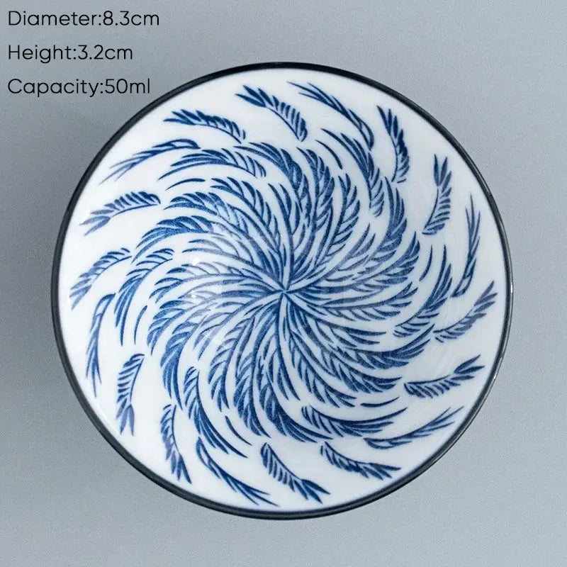 Japanese blue & white ceramic kung fu tea cup set dining room porcelain