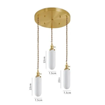 Japanese cream ribbed ceramic led pendant light dining room