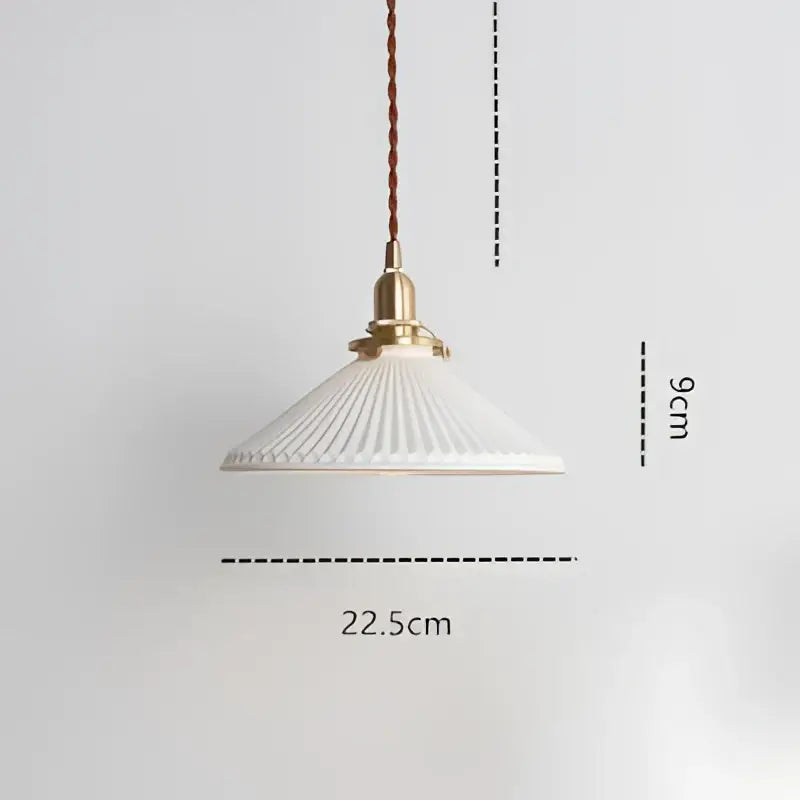 Japanese cream ribbed ceramic led pendant light dining room