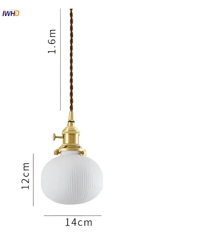 Japanese cream ribbed ceramic led pendant light dining room