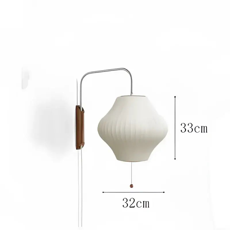 Japanese cream ribbed handwoven silk ball wall light bedroom