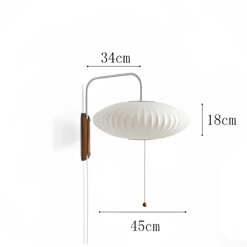 Japanese cream ribbed handwoven silk ball wall light bedroom