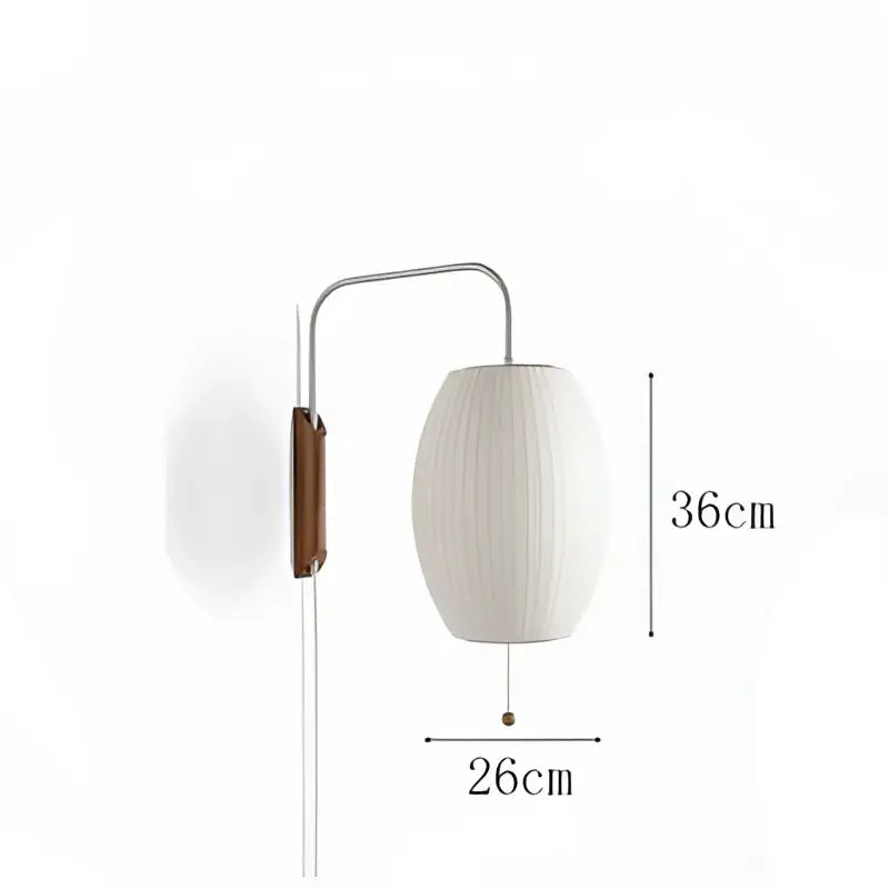 Japanese cream ribbed handwoven silk ball wall light bedroom
