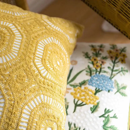 Japanese floral cotton linen embroidery pillowcase bedroom decor