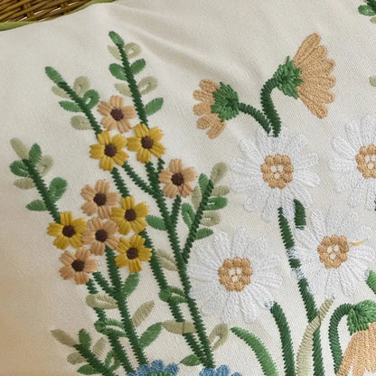 Japanese floral cotton linen embroidery pillowcase bedroom decor