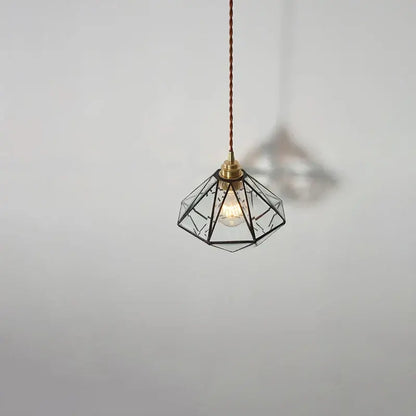 Japanese geometric glass led pendant lamp dining room brass light