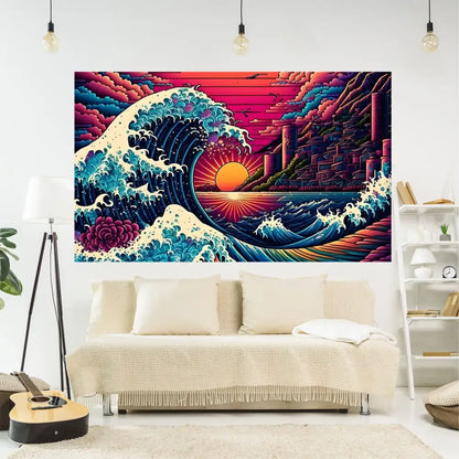Japanese great wave kanagawa tapestry bedroom wall hanging