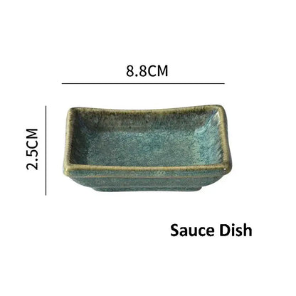 Japanese green textured ceramic dinnerware set dining room bowl