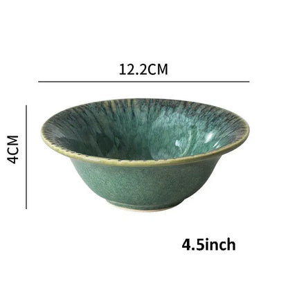 Japanese green textured ceramic dinnerware set dining room bowl