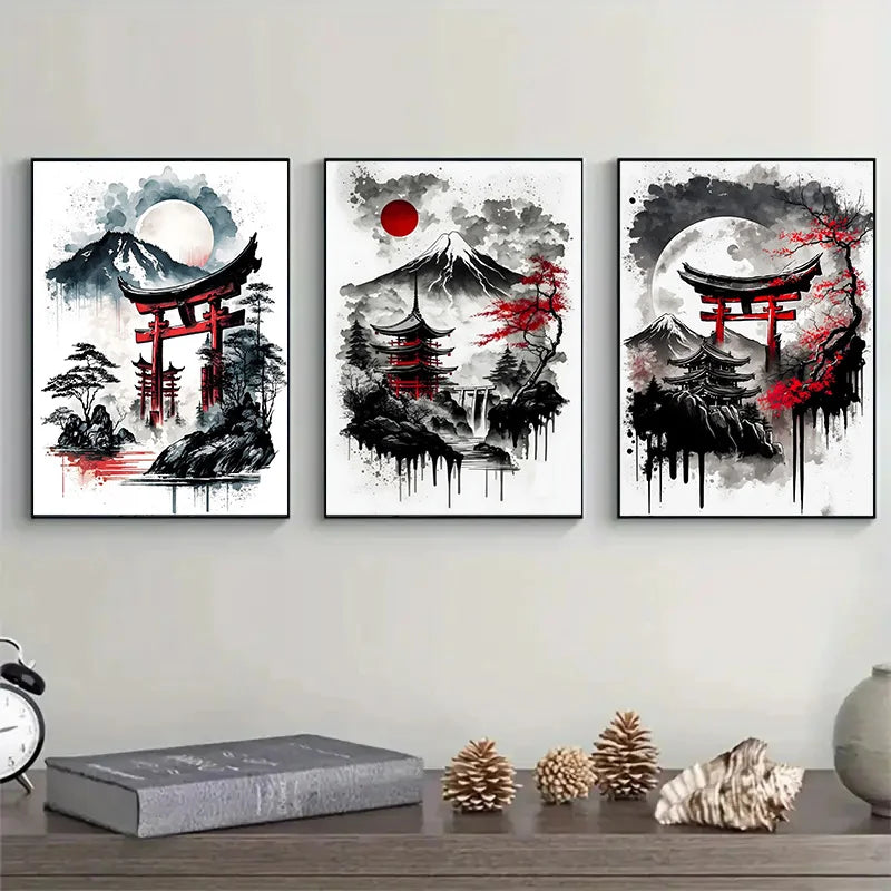 DecorBites™ Japanese Natural Landscape Canvas Wall Art Set
