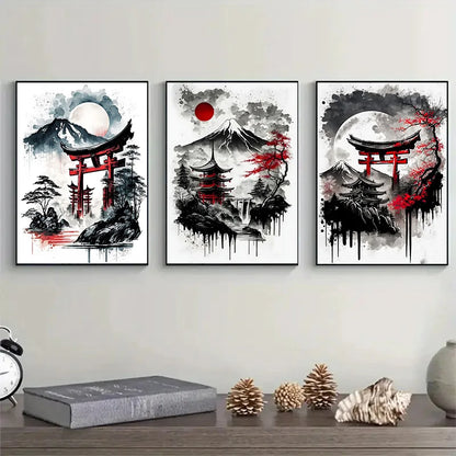 DecorBites™ Japanese Natural Landscape Canvas Wall Art Set