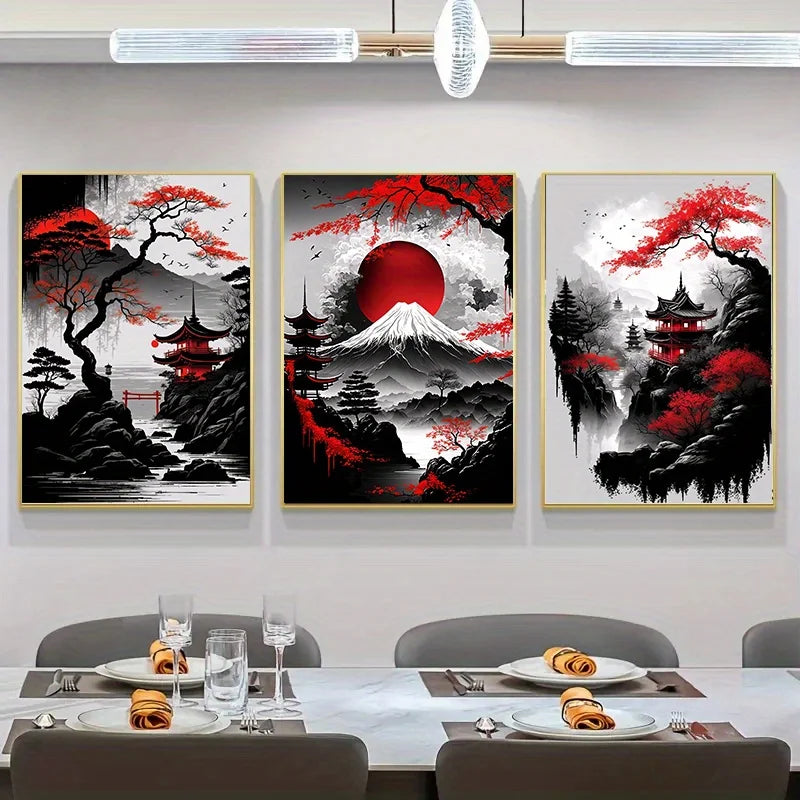 DecorBites™ Japanese Natural Landscape Canvas Wall Art Set