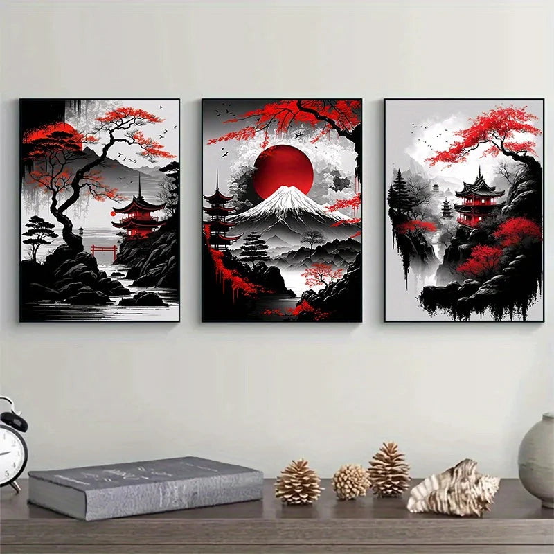 DecorBites™ Japanese Natural Landscape Canvas Wall Art Set