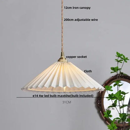 Japanese pleated paper and walnut wood pendant light living room