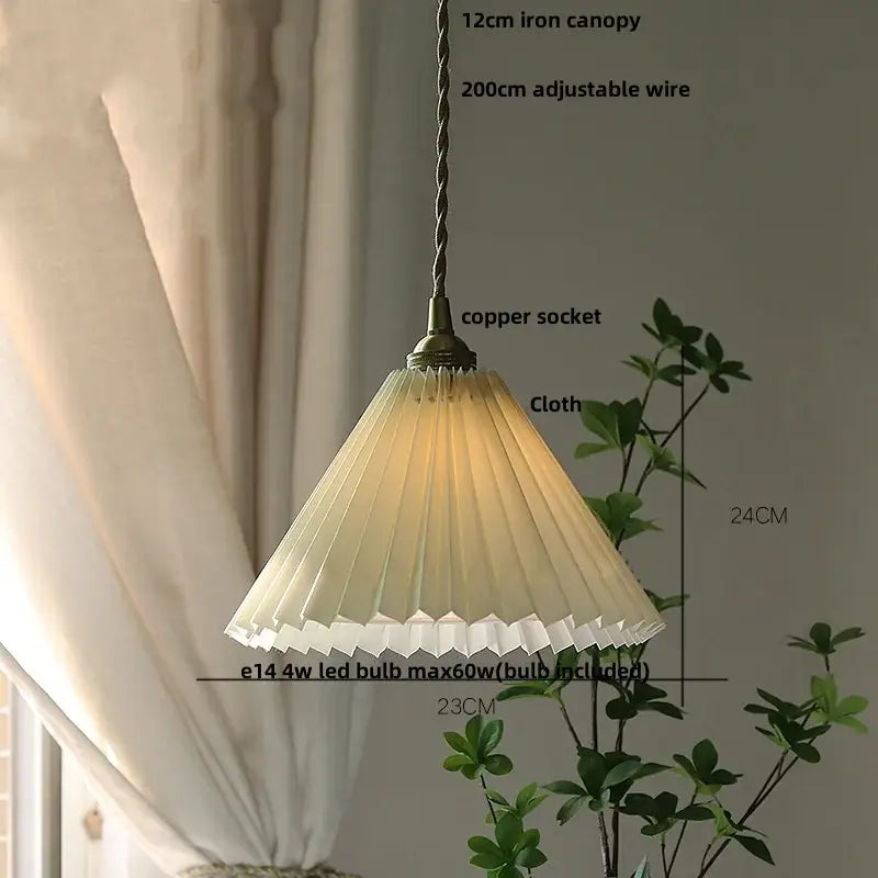 Japanese pleated paper and walnut wood pendant light living room