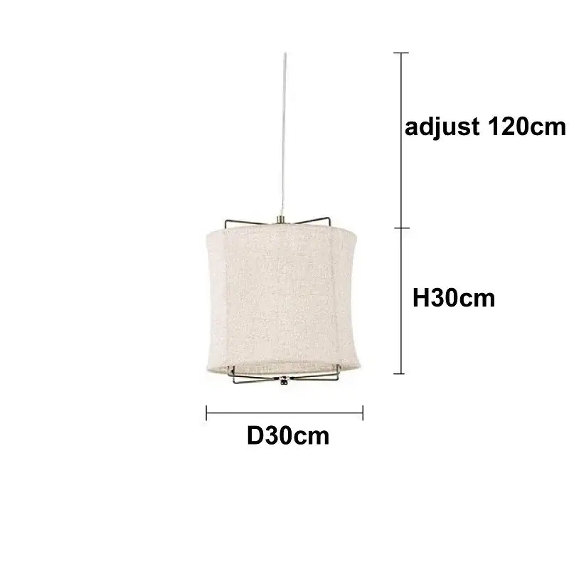 Japanese retro beige linen fabric chandelier bedroom light