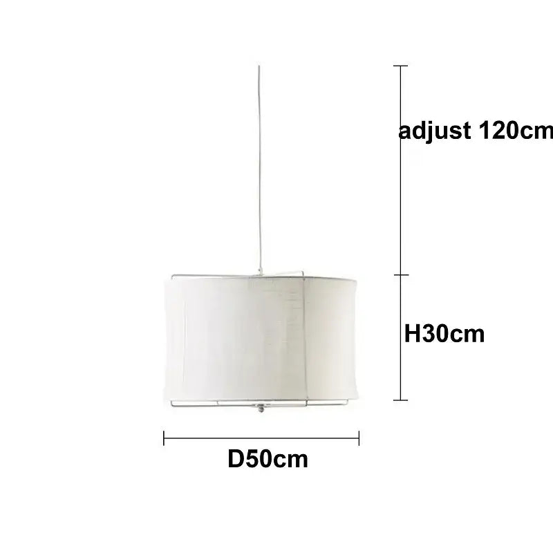 Japanese retro beige linen fabric chandelier bedroom light