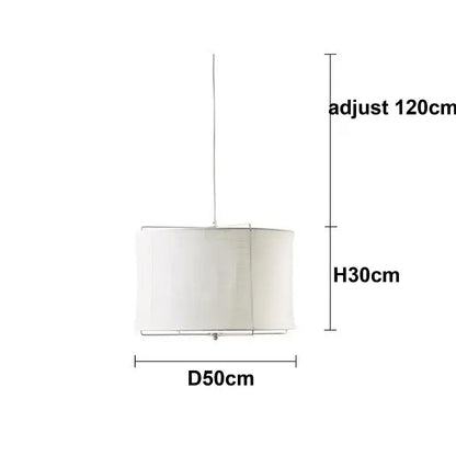 Japanese retro beige linen fabric chandelier bedroom light