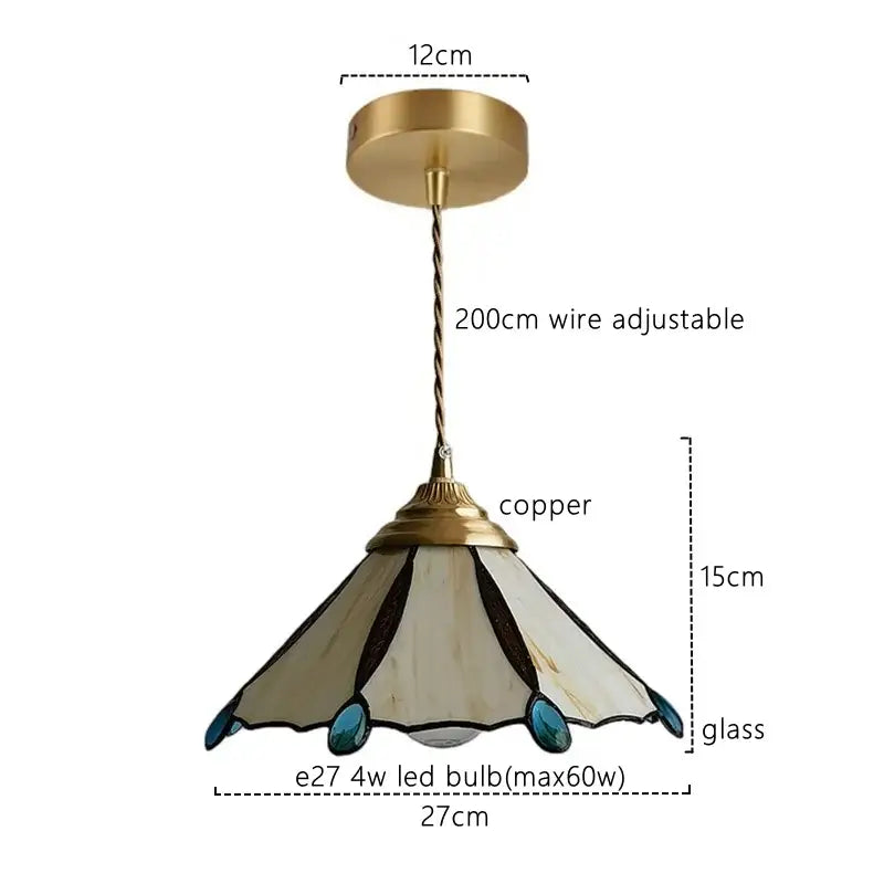 Japanese stained glass led pendant light kitchen island decor