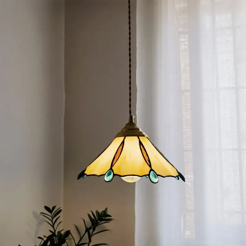 Japanese stained glass led pendant light kitchen island decor