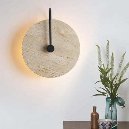 Japanese style beige stone and iron led wall lights bedroom sconce