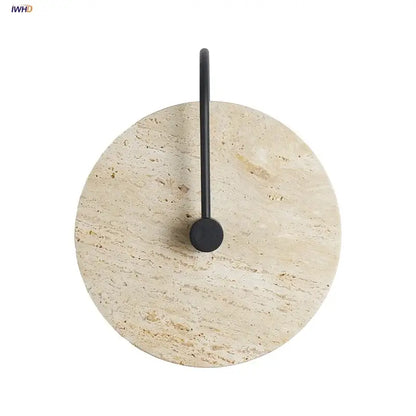 Japanese style beige stone and iron led wall lights bedroom sconce
