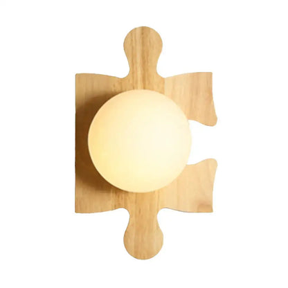 Japanese style beige wooden puzzle base wall light for corridor