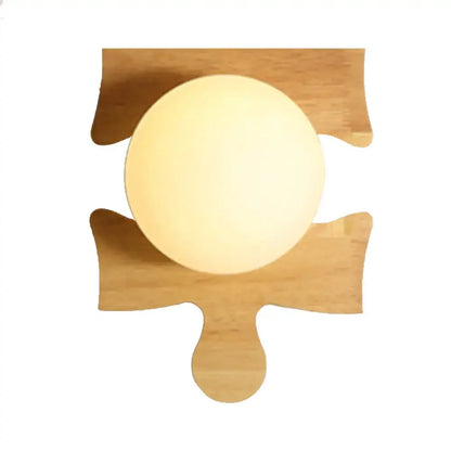 Japanese style beige wooden puzzle base wall light for corridor