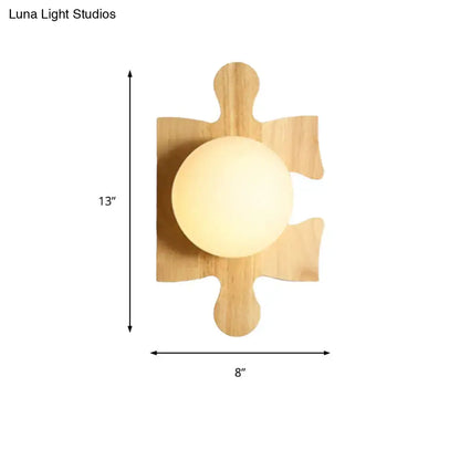 Japanese style beige wooden puzzle base wall light for corridor