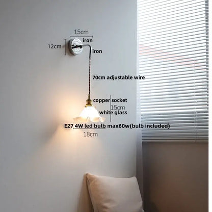 Japanese style black & brass wall lamp – stair pull chain light fixtures