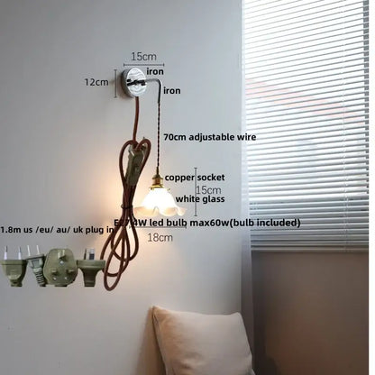 Japanese style black & brass wall lamp – stair pull chain light fixtures
