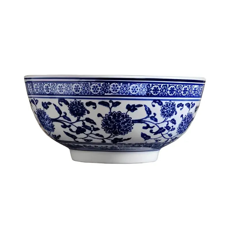 Japanese style blue & white ceramic noodle bowl dining room set of 3