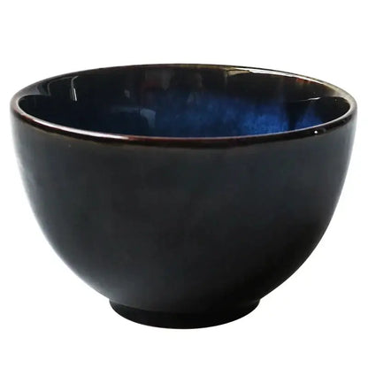 Japanese style deep blue ceramic salad bowl set dining room tableware