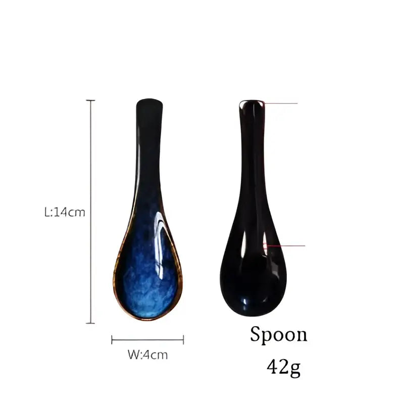 Japanese style deep blue ceramic salad bowl set dining room tableware