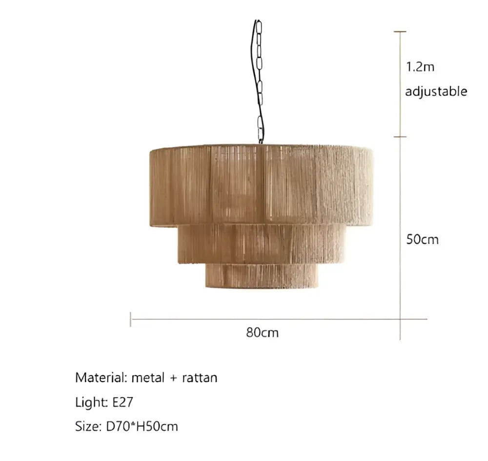 Japanese style golden tiered hemp rope pendant lights bedroom