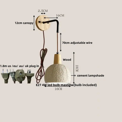 Japanese style led wood wall light white & gray – bedroom pull chain