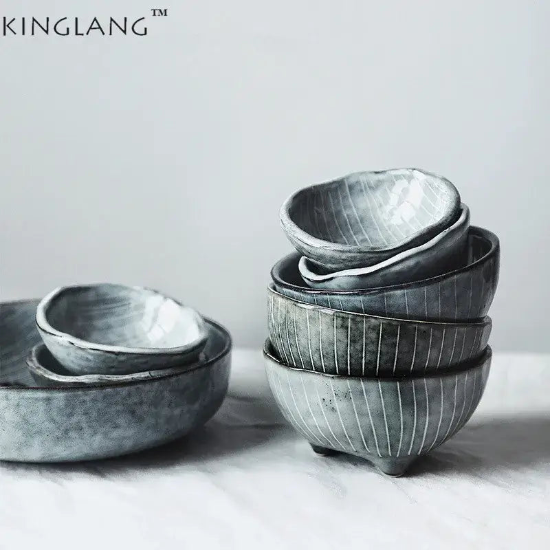 Japanese style matte gray small sauce dishes rice bowl dining room