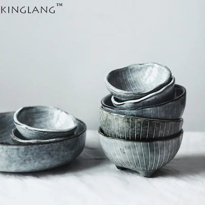 Japanese style matte gray small sauce dishes rice bowl dining room