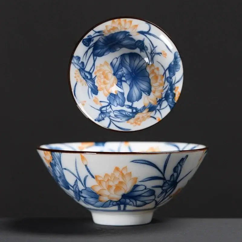 Japanese style multi color ceramic kung fu tea cup set dining room
