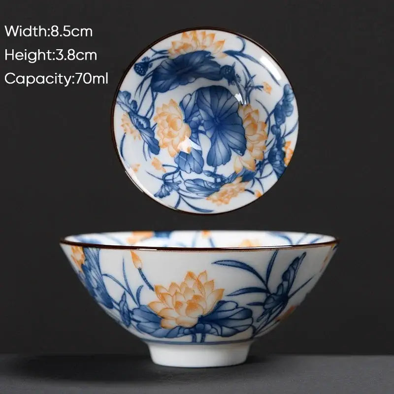 Japanese style multi color ceramic kung fu tea cup set dining room