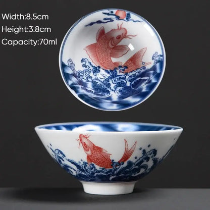 Japanese style multi color ceramic kung fu tea cup set dining room