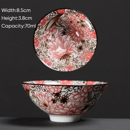 Japanese style multi color ceramic kung fu tea cup set dining room