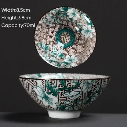 Japanese style multi color ceramic kung fu tea cup set dining room
