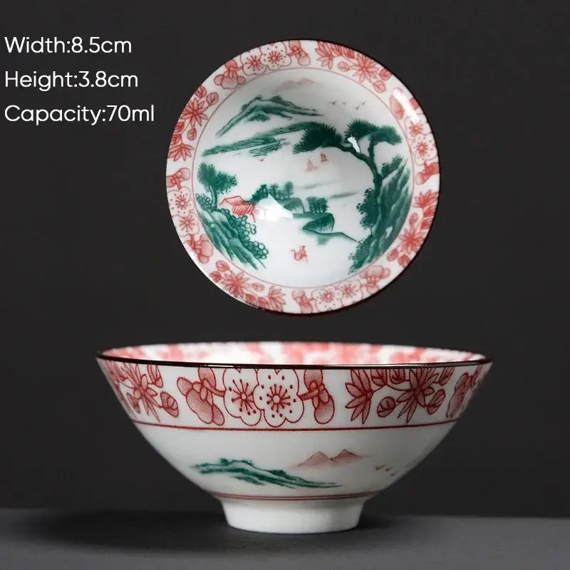 Japanese style multi color ceramic kung fu tea cup set dining room