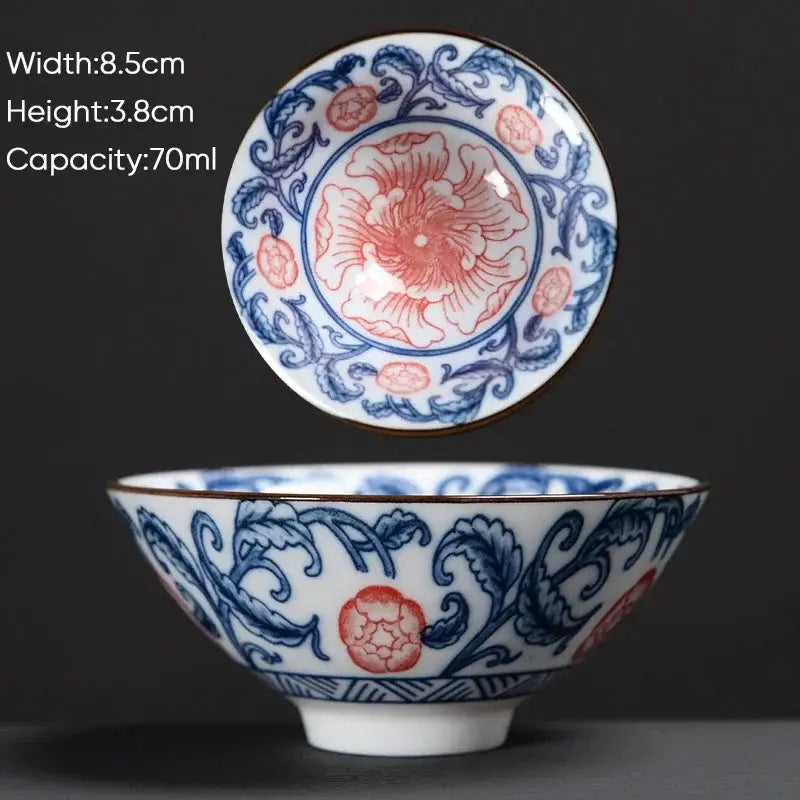 Japanese style multi color ceramic kung fu tea cup set dining room